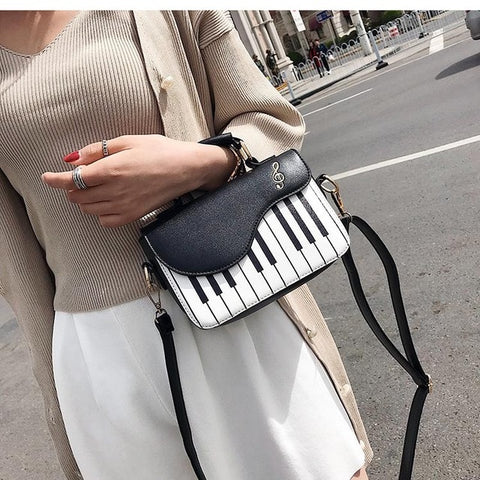 Cute Piano Pattern Shoulder Bag Fashion Pu Leather Casual Ladies Handbag Crossbody Messenger Bag Pouch Totes Women's Flap