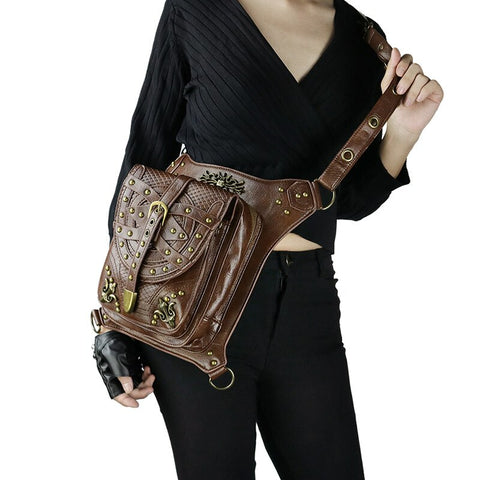 Vintage Steampunk Fanny Bag Steam Punk Retro Rock Gothic Bag Goth Shoulder Waist Bags Packs Victorian Style Womens Mens leg bag