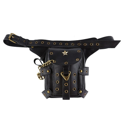 Steampunk Holster Bag Rock Leather Retro Gothic Shoulder Waist Bag Women and Men Thigh Clutch Women Crossbody Bag Steampunk Bag
