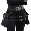 PU Leather Waist Packs Utility Lace Up Zipper Waist Belt Bag Phone Pouch Vintage Military Waist Packs Gothic Steampunk Style New