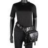 Cool SteamPunk Leather Waist Bag Retro Hiking Crossbody Bag Rock Men Women Gothic Black Fanny Packs Fashion Motorcycle Leg Bags