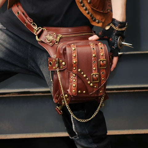 Vintage Steampunk Bag Steam Punk Retro Rock Gothic Retro Bag Goth Shoulder Waist Bags Packs Victorian Style Women Men Leg Bags
