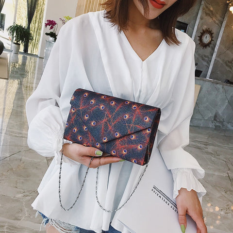 Women's Bags 2019 New National Wind Peacock Feather Small Square Bag Fashion Printing Pu Leather Shoulder Slung Handbag Bolsos