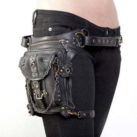 Lady Pockets Retro Messenger Bag Punk  Mujer Femme Women Shoulder Bag Men Hombre Women's High Quality PU Leather Travel Leg Bag