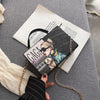 Pu Leather Cartoon Print Letter Women Fashion Shoulder Crossbody Handbags Ladies Casual Box Bag Clutch Top-handle Totes Bag