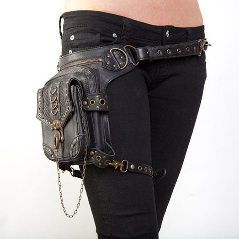 Lady Pockets Retro Messenger Bag Punk  Mujer Femme Women Shoulder Bag Men Hombre Women's High Quality PU Leather Travel Leg Bag