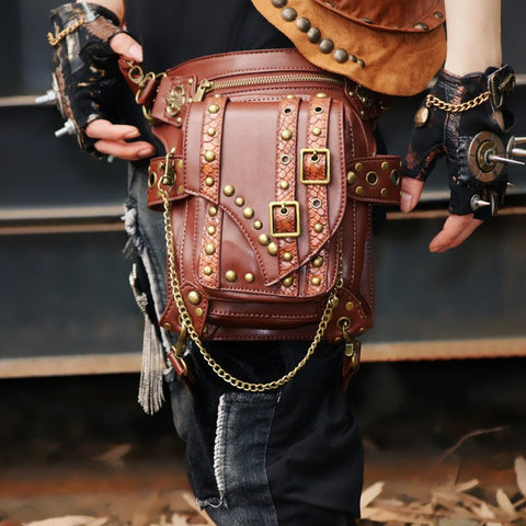 Vintage Steampunk Bag Steam Punk Retro Rock Gothic Retro Bag Goth Shoulder Waist Bags Packs Victorian Style Women Men Leg Bags