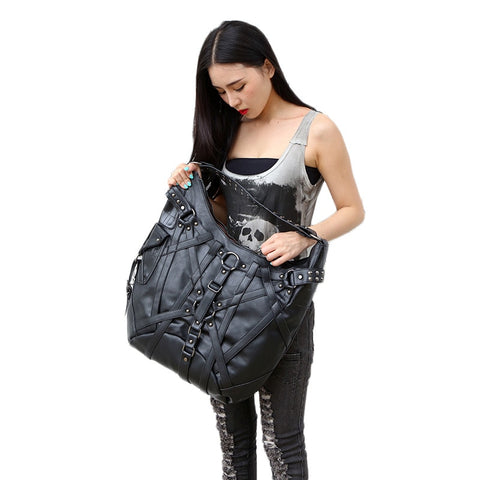 Steampunk Women Big Handbag Vintage Gothic Exclusive Retro Rock Bags Leather Shoulder Bag Ladies New Fashion Halloween Handbags