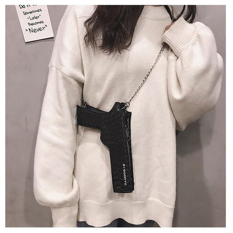 New trend of pu leather pistol shape design personalized fashion casual shoulder bag clutch handbags party purse flap